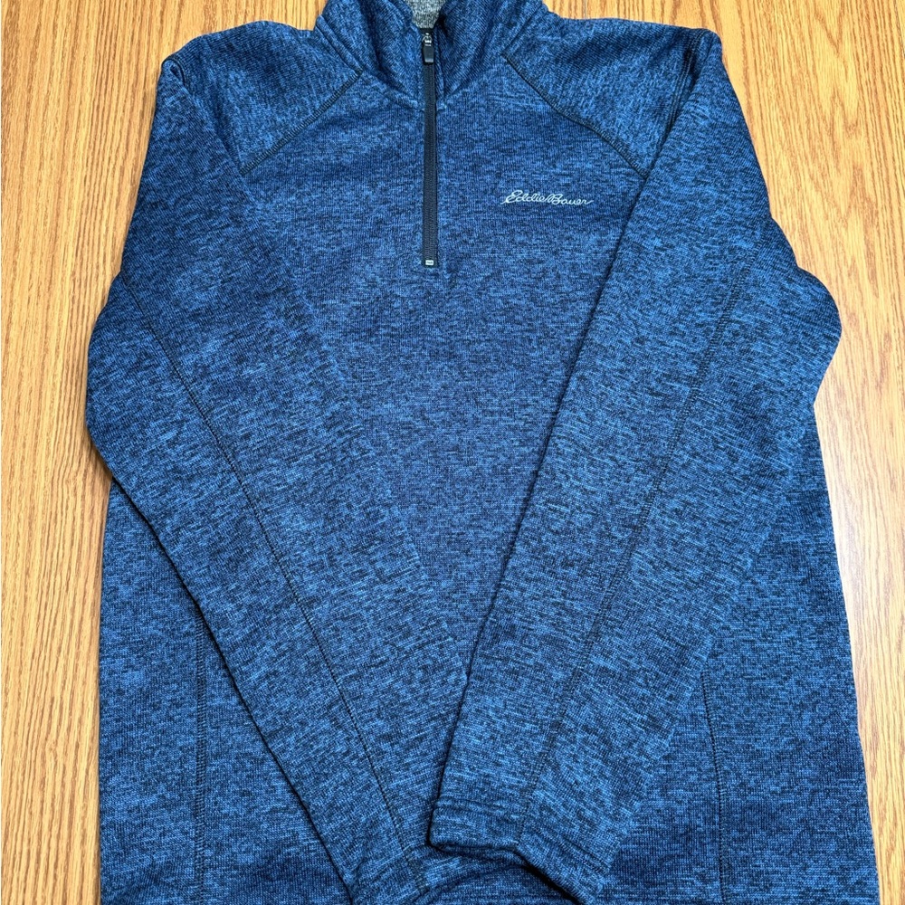 Eddie Bauer Men's Heathered Navy Crewneck Sweater